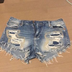 Distressed Denim Shorts